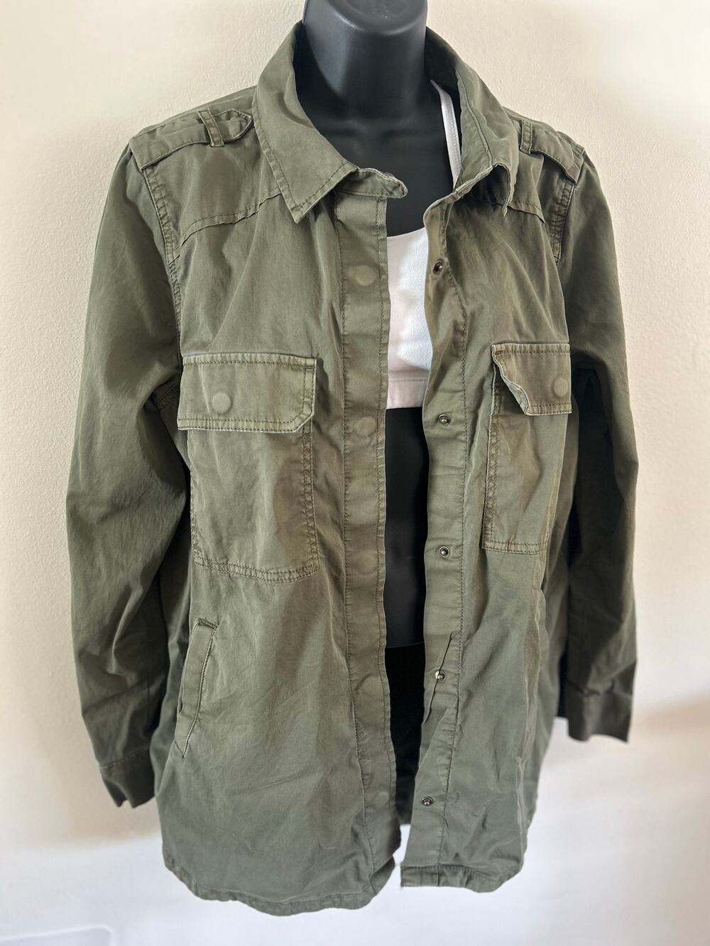 Sonoma Utility Jacket Women's Large Button Down Shacket Cargo Military